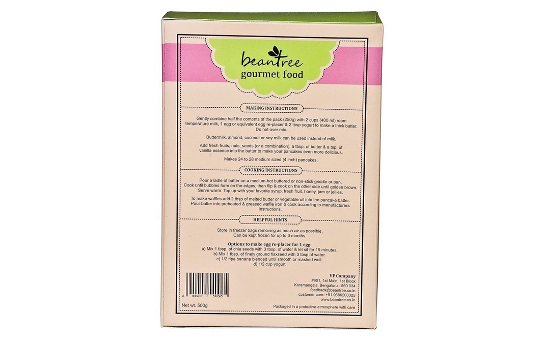 Beantree Gourmet Food Pancake Mix Whole-Wheat & Oats   Box  500 grams